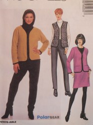 9523 MCCALLS FLEECE KNIT ZIP JACKET, VEST, PANTS, SKIRT PATTERN 16,18 large   uncut